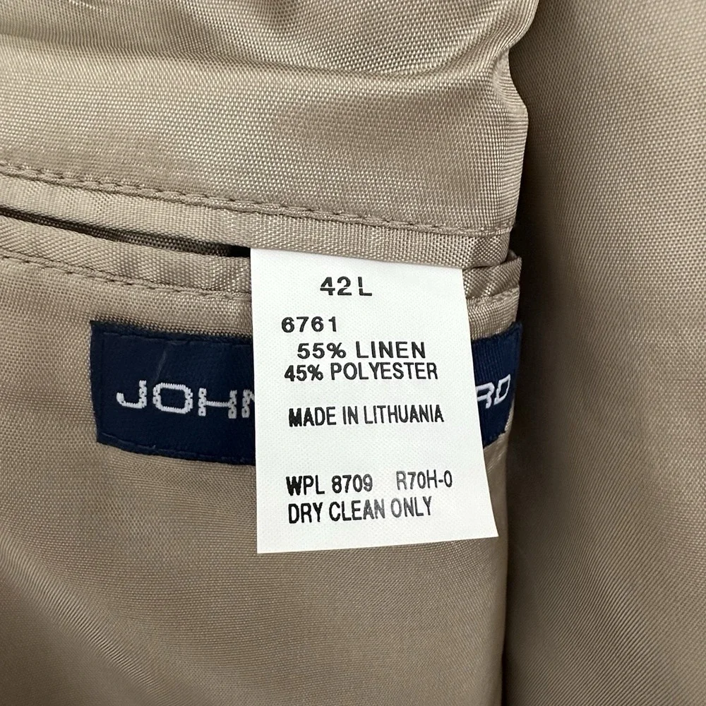 John Ashford Old Money Preppy Linen Blend Sport Coat Blazer‎ Mens 42L Beige Work